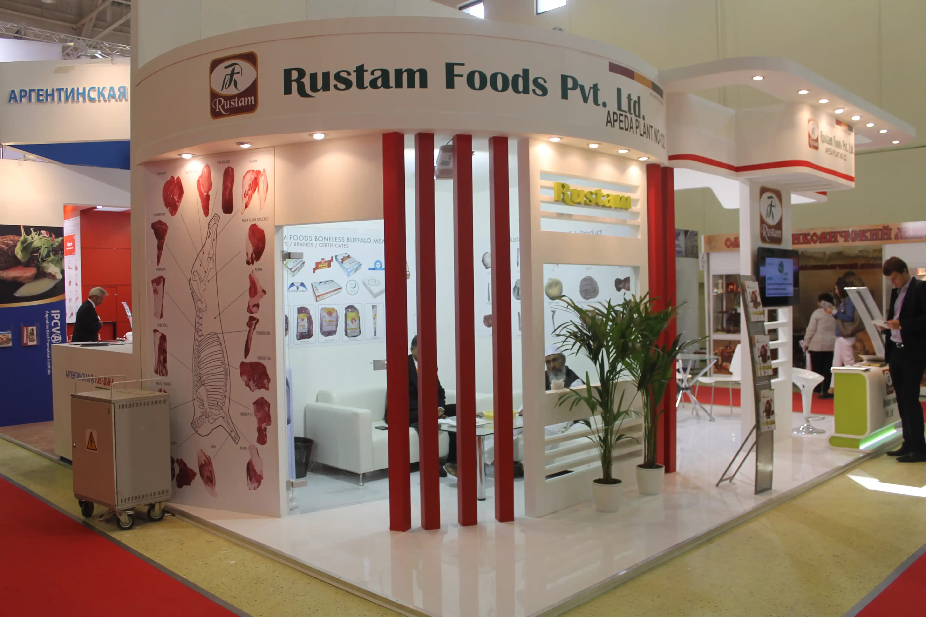 Exhibition stand with LED video wall at a Dubai event