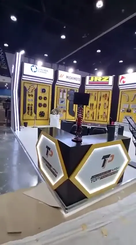 Stand with product walls and a lounge, built for ADIHEX 2025 at ADNEC Abu Dhabi.
